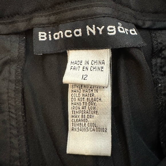 Bianca Nygard  SZ 12 Black Pants Office straight leg with belt, black and white - Picture 6 of 6